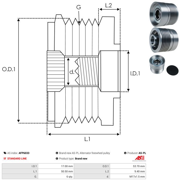 AS-PL AFP6033 Alternator Freewheel Clutch