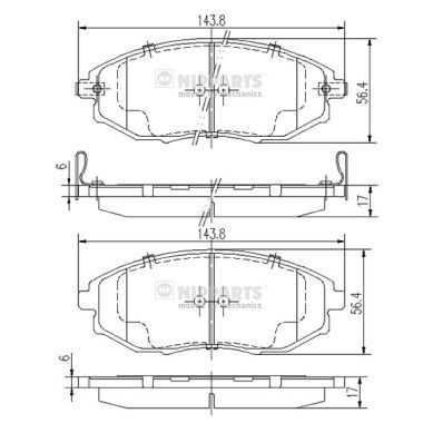 Комплект гальмівних накладок, дискове гальмо, Nipparts J3600912