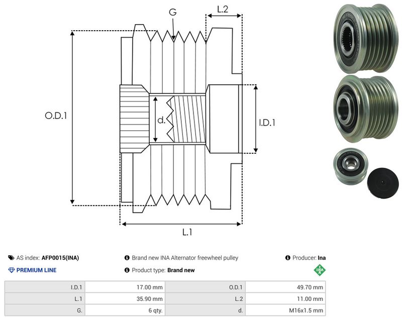 AS-PL AFP0015(INA) Alternator Freewheel Clutch
