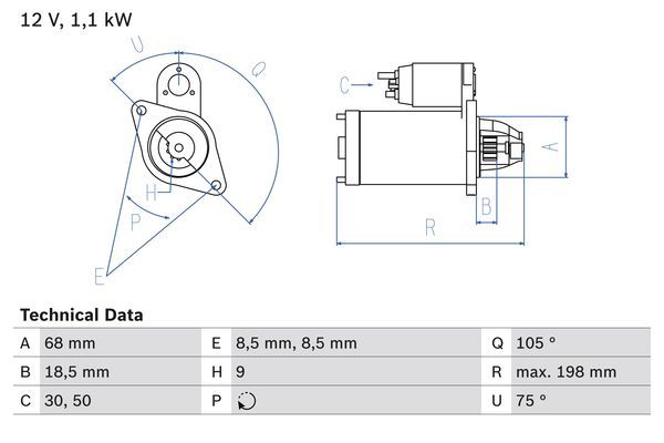 Стартер, Bosch 0986019870