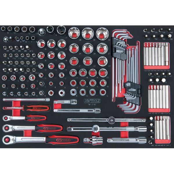 SCS Chromeplus 1/4"+3/8"+1/2" hyslnyckel-sats, 160-delars i 1/1 systeminlägg