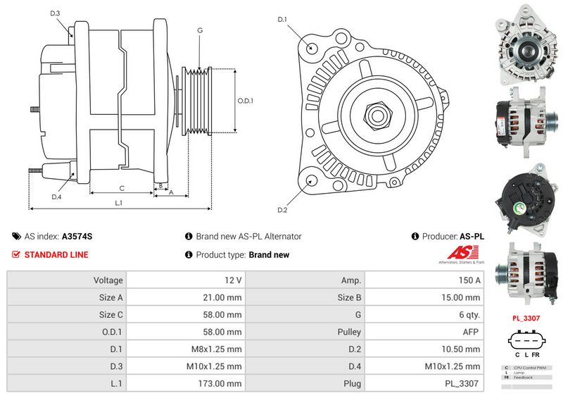 AS-PL A3574S Alternator