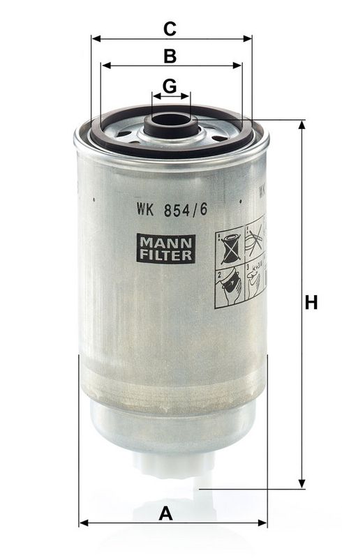 Kütusefilter, MANN-FILTER WK 854, 6