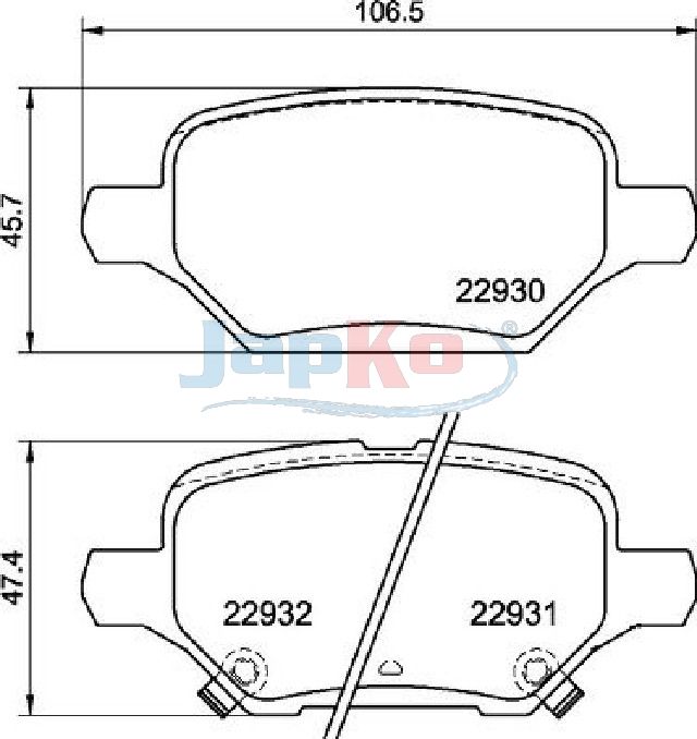 JAPKO 510405 Brake Pad Set, disc brake
