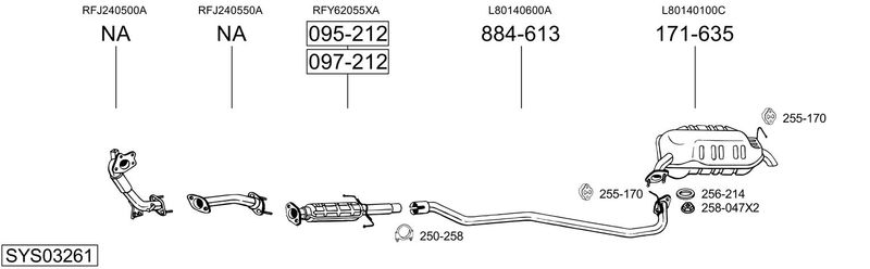 BOSAL kipufogórendszer SYS03261