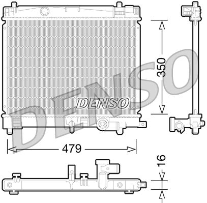 Радіатор, система охолодження двигуна, Denso DRM50078