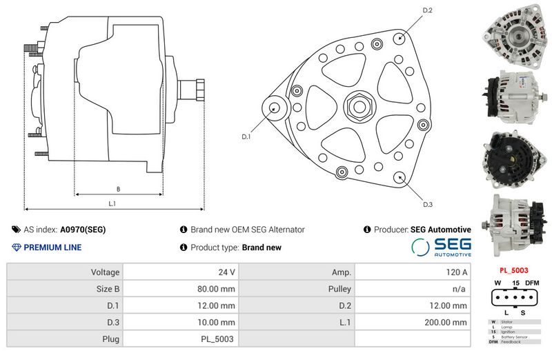 AS-PL A0970(SEG) Alternator