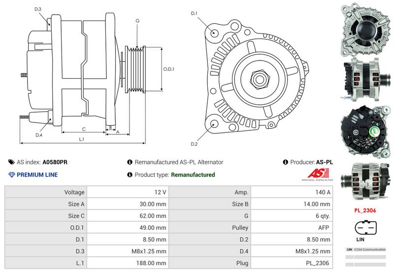 AS-PL A0580PR Alternator