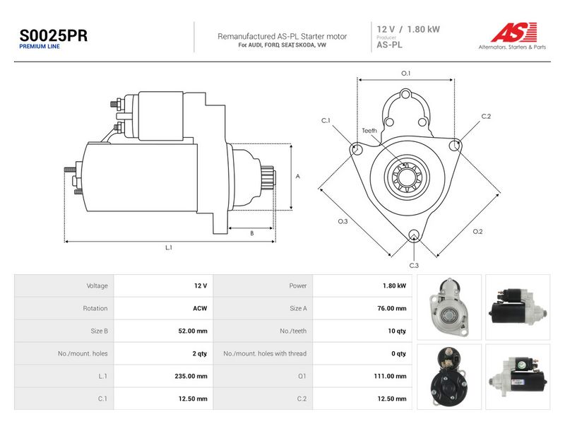 Starter, AS-PL S0025PR