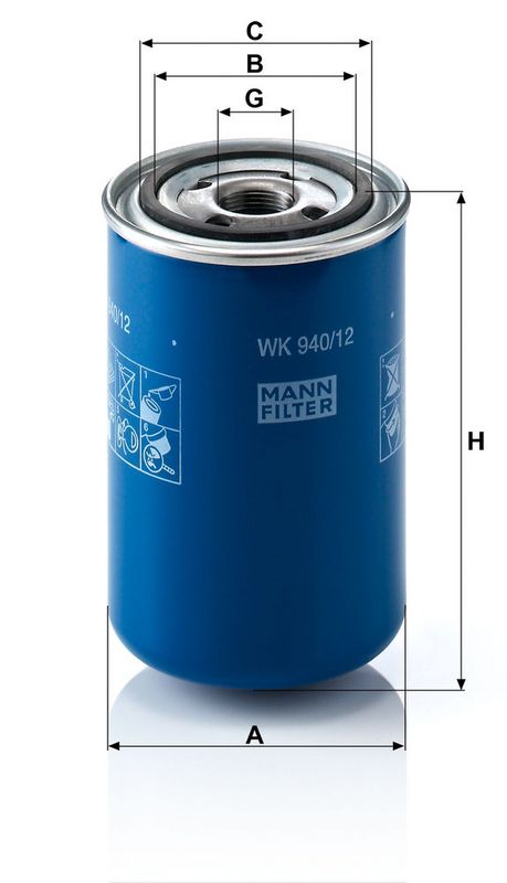 Kütusefilter, MANN-FILTER WK 940, 12