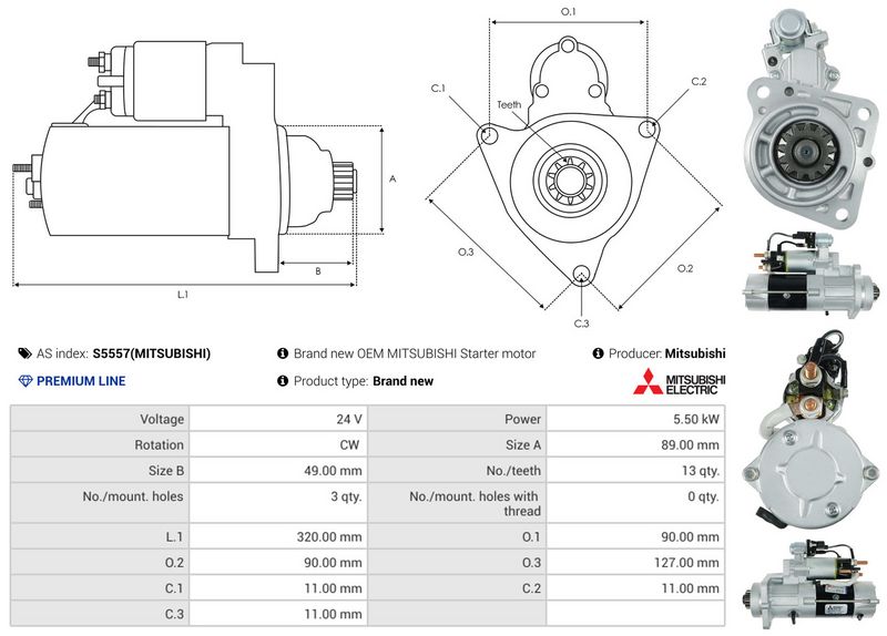 AS-PL S5557(MITSUBISHI) Starter