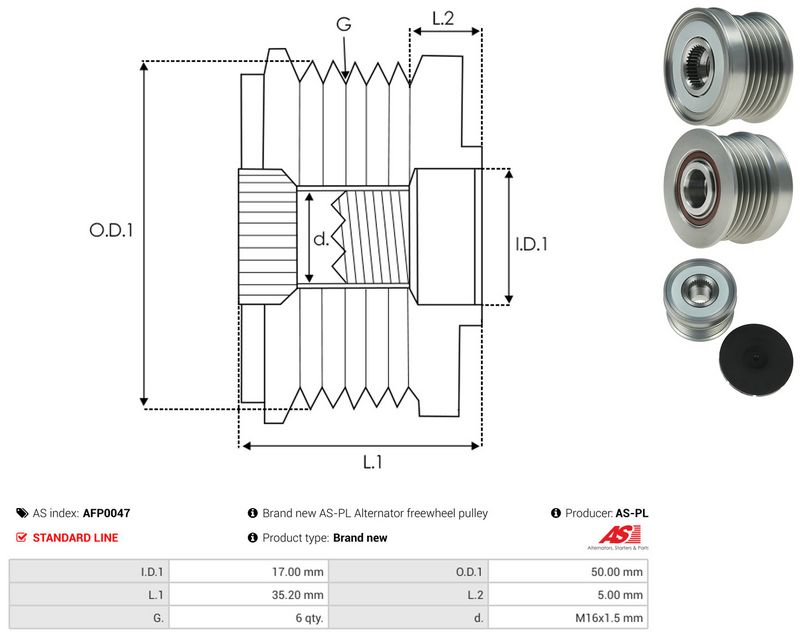 AS-PL AFP0047 Alternator Freewheel Clutch