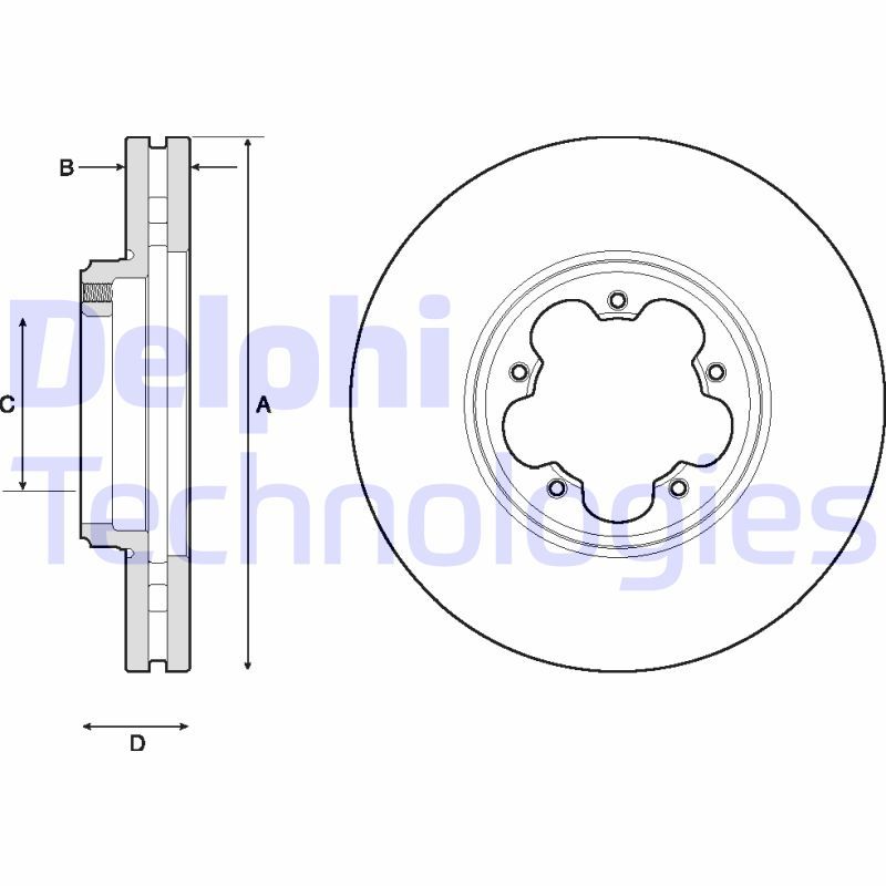 DELPHI диск тормозной передний FORD Transit 12-