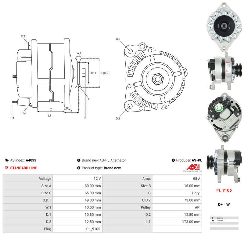 AS-PL A4099 Alternator