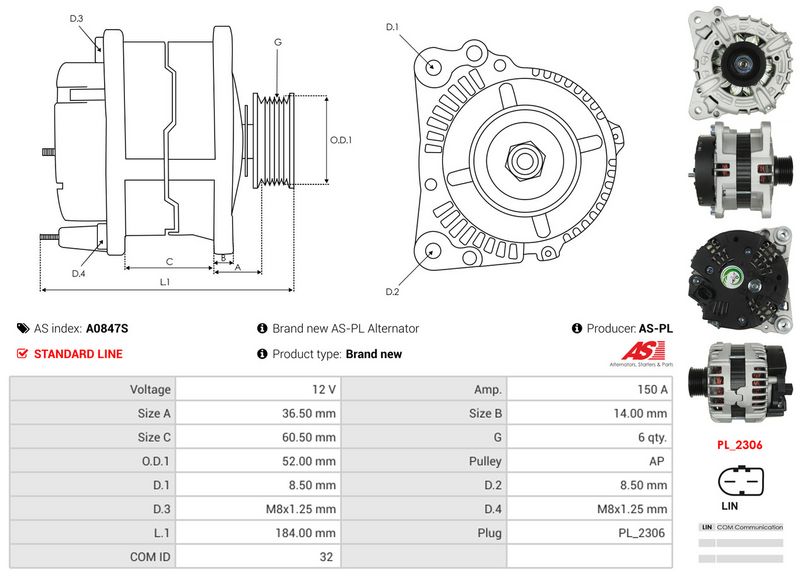 AS-PL A0847S Alternator