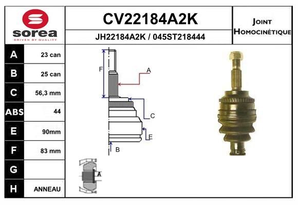 EAI csuklókészlet, hajtótengely CV22184A2K