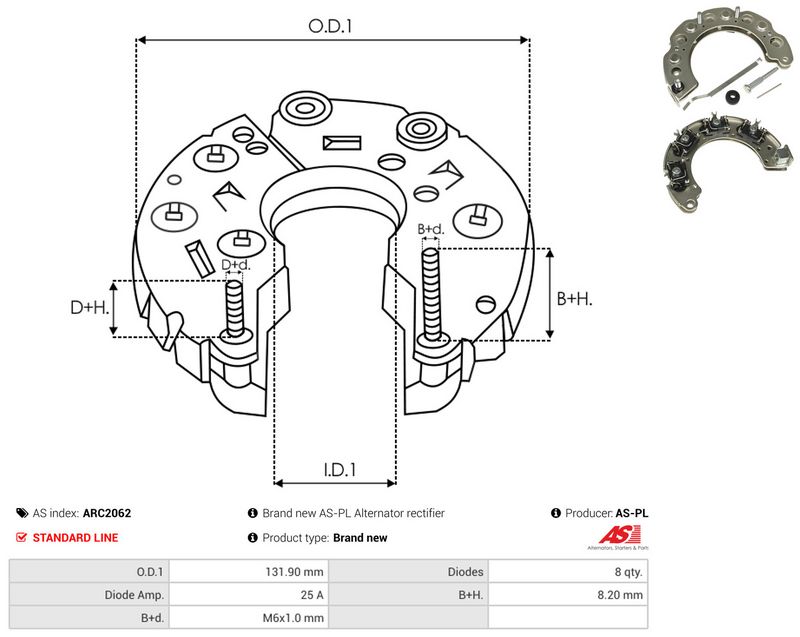 AS-PL ARC2062 Rectifier, alternator