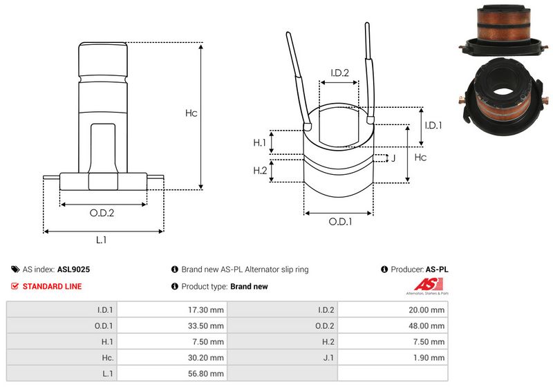 Rõngas, generaator, AS-PL ASL9025