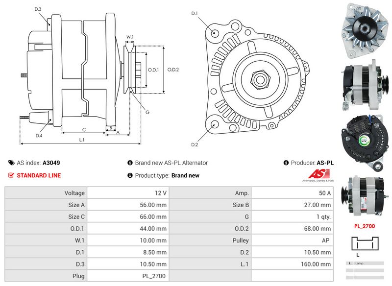 AS-PL A3049 Alternator