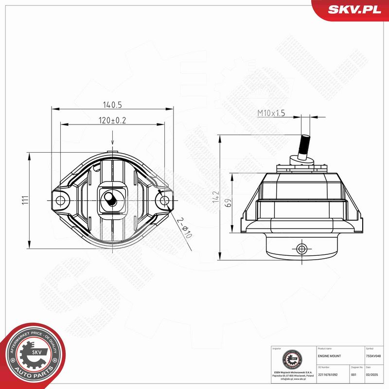 ESEN SKV 75SKV048 Mounting, engine
