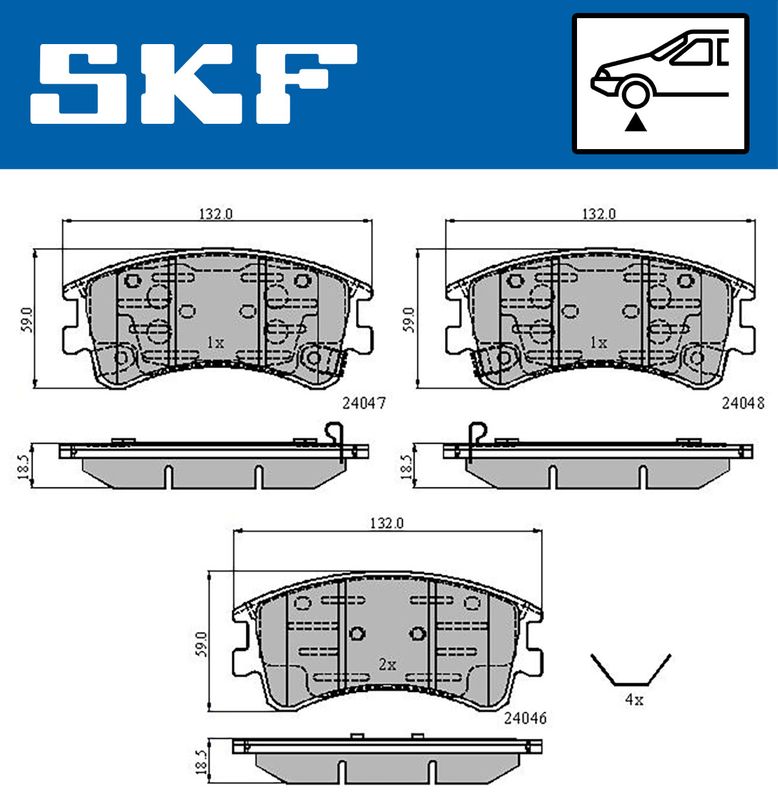 Комплект гальмівних накладок, дискове гальмо, Skf VKBP80421A