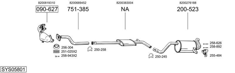 BOSAL kipufogórendszer SYS05801