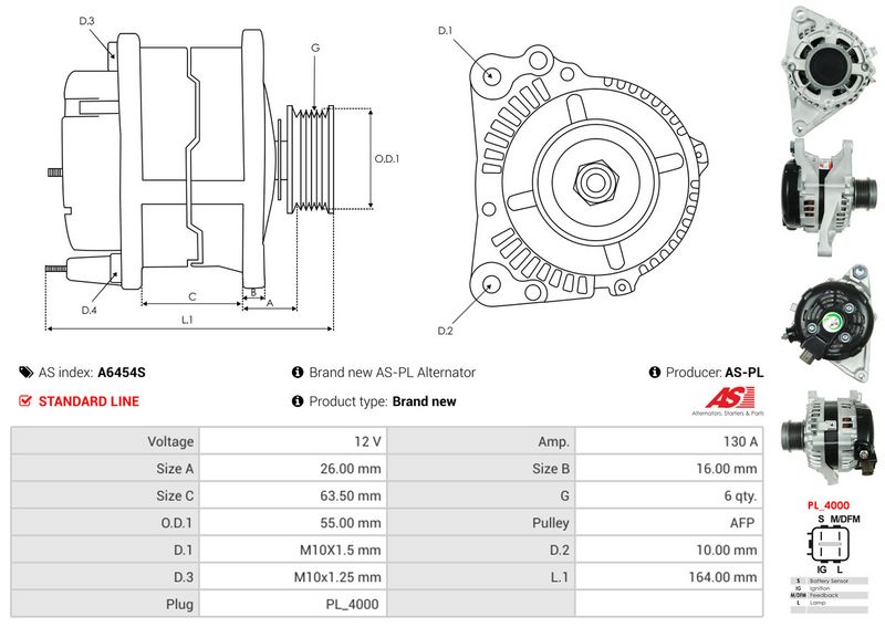 AS-PL A6454S Alternator