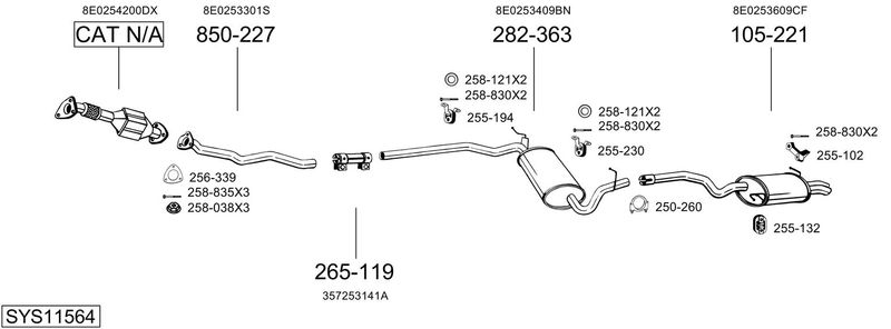 BOSAL kipufogórendszer SYS11564