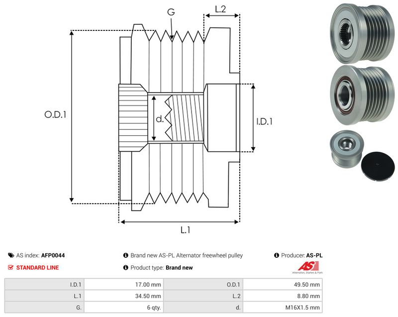 AS-PL AFP0044 Alternator Freewheel Clutch