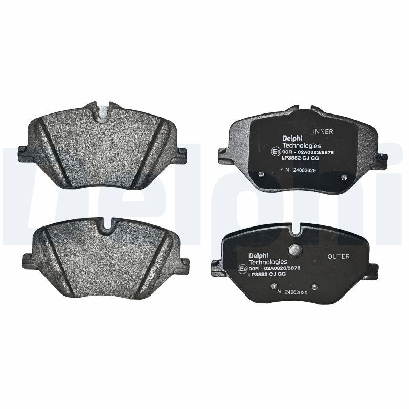 Remblokken set Voor (met een dempingskussen), past: BMW 1 (F70), 2 GRAN COUPE (F74), 2 (U06), 5 (G60, G90, G68), 5 (G61, G99), X1 (U11), X2 (U10), X3 (G45)  MINI (F66, F65) 1.5-Electric 11.21-