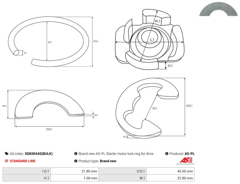 AS-PL SDK0044S(BULK) Repair Kit, starter