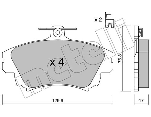 Комплект гальмівних накладок, дискове гальмо, Metelli 2202860