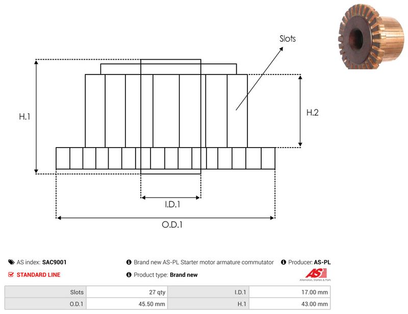AS-PL SAC9001 Armature, starter