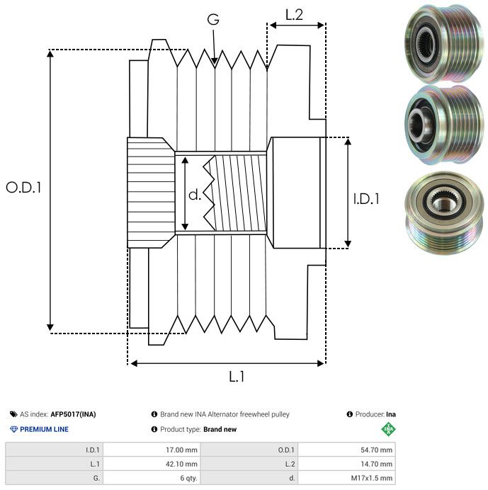 AS-PL AFP5017(INA) Alternator Freewheel Clutch