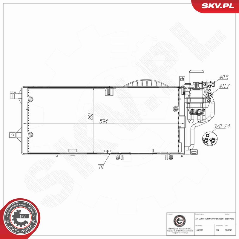 ESEN SKV 86SKV206 Condenser, air conditioning