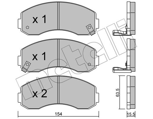 Комплект гальмівних накладок, дискове гальмо, Metelli 22-0377-0