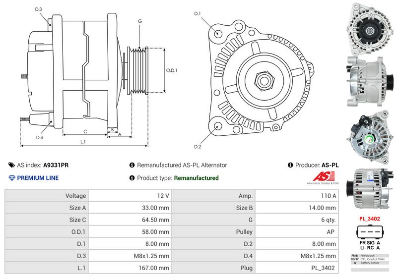 AS-PL A9331PR Alternator