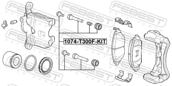 Juhtpolt, pidurisadul, FEBEST 1074-T300F-KIT