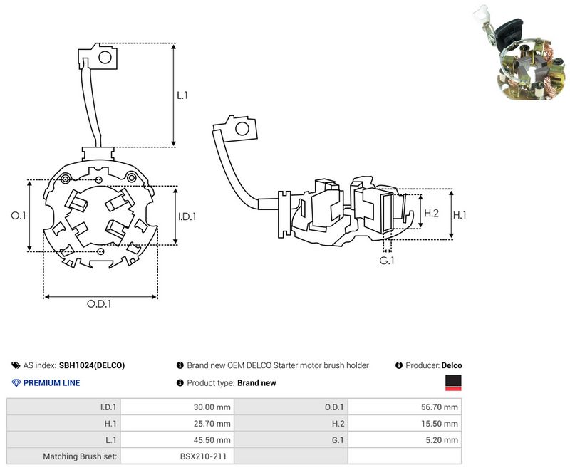AS-PL SBH1024(DELCO) Holder, carbon brushes