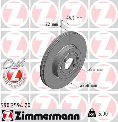 Гальмівний диск, Zimmermann 590.2594.20