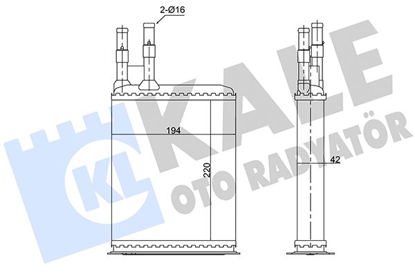 Теплообмінник, система опалення салону, Kale Oto Radyatör 346515