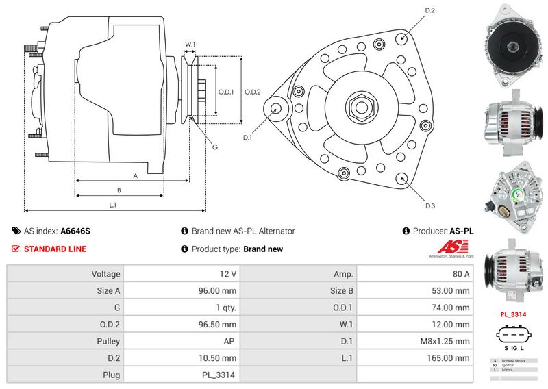 AS-PL A6646S Alternator