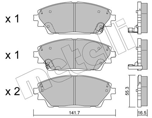 Комплект гальмівних накладок, дискове гальмо, Metelli 22-0992-0