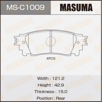 Комплект гальмівних колодок, Masuma MSC1009