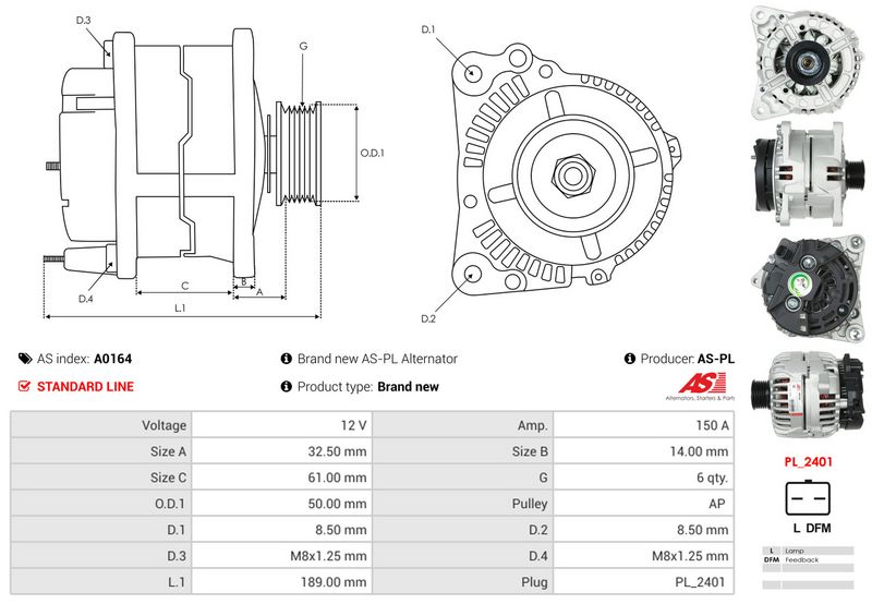 AS-PL A0164 Alternator