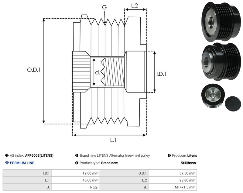 AS-PL AFP6003(LITENS) Alternator Freewheel Clutch