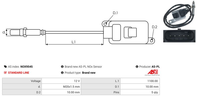 AS-PL NOX9545 NOx Sensor, urea injection