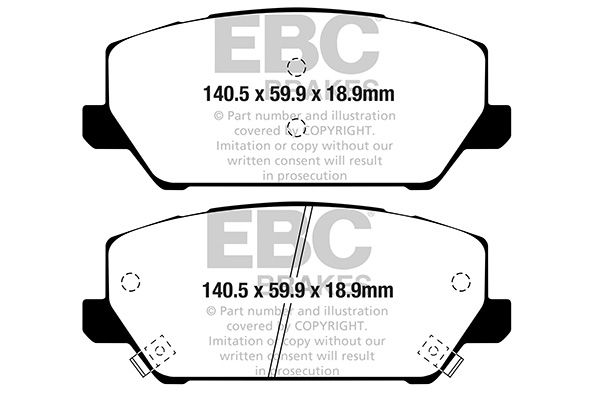 Комплект гальмівних накладок, дискове гальмо, Ebc Brakes DP42343R