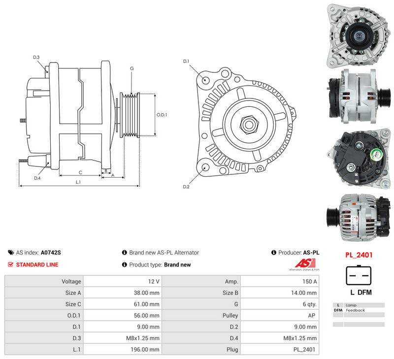 Generaator, AS-PL A0742S
