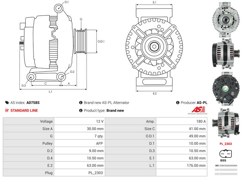 AS-PL A0758S Alternator